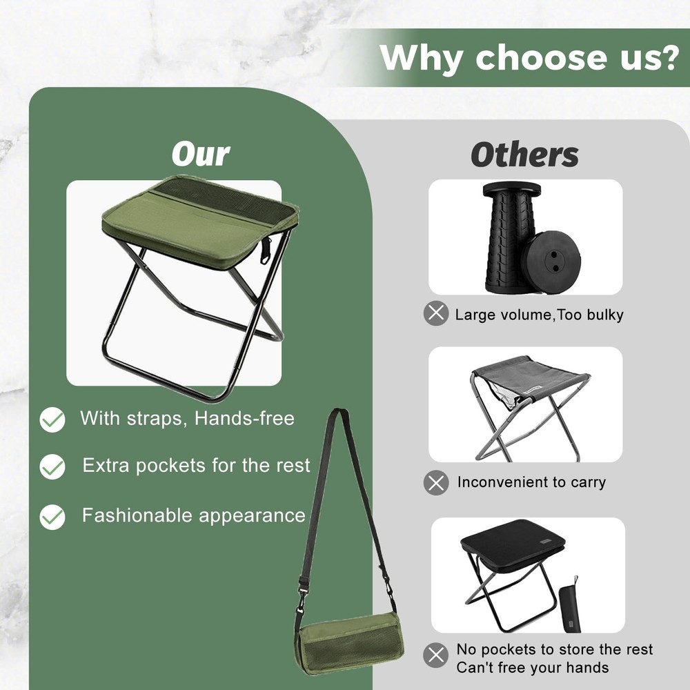Portable Foldable Backpack Stool,Tiny Foldable Stool which can Turned Into a ...