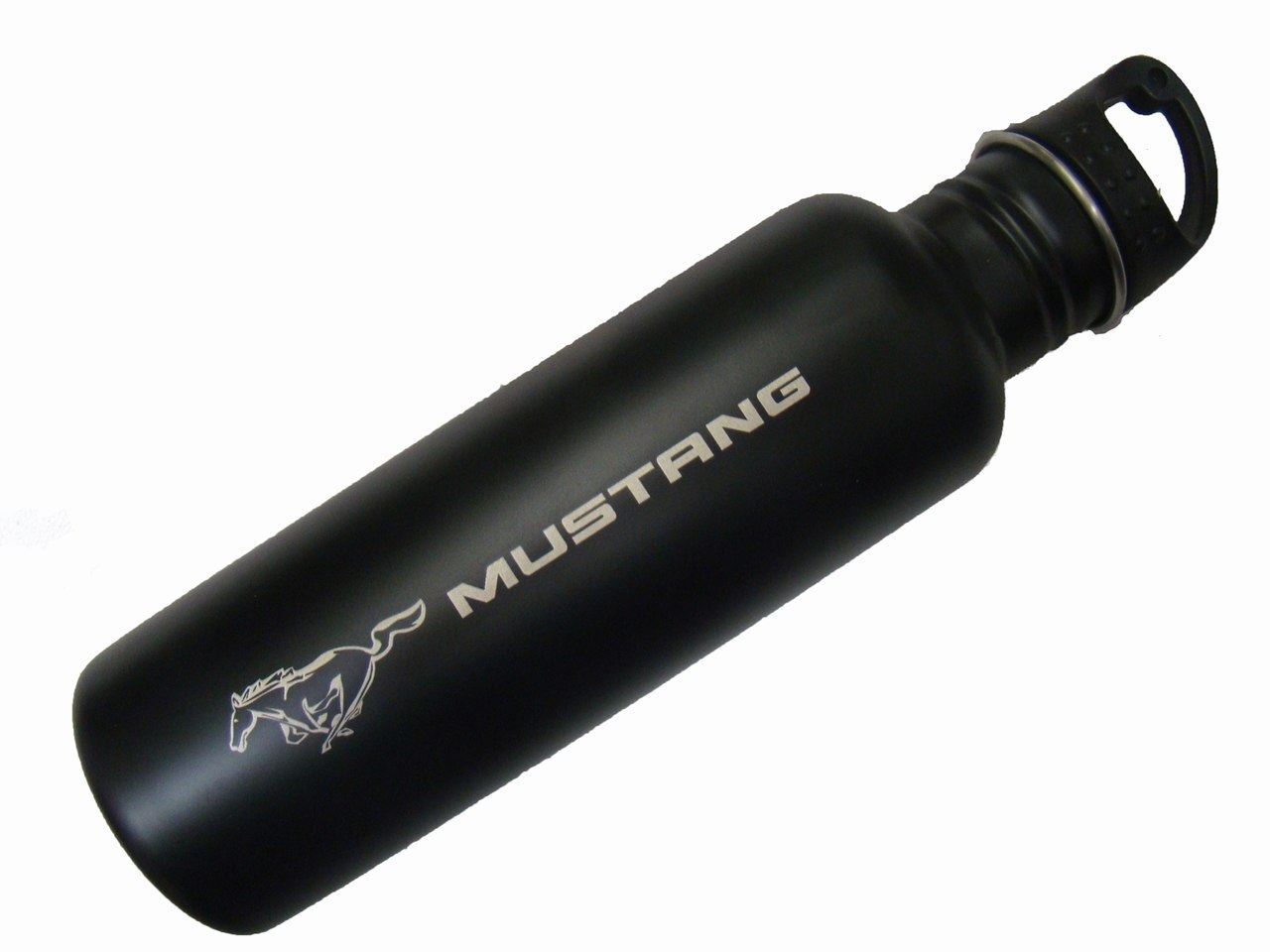 Mustang Stainless Steel Water Bottle - Black - Sleek Design & Laser Etched Logo