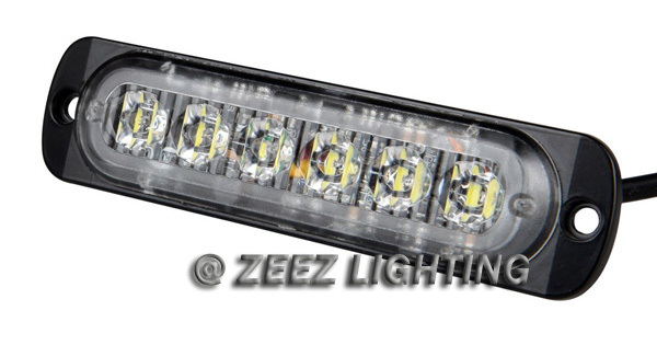 2X White&Amber 6 LED Emergency Hazard Warning Caution Beacon Strobe Light Bar#95