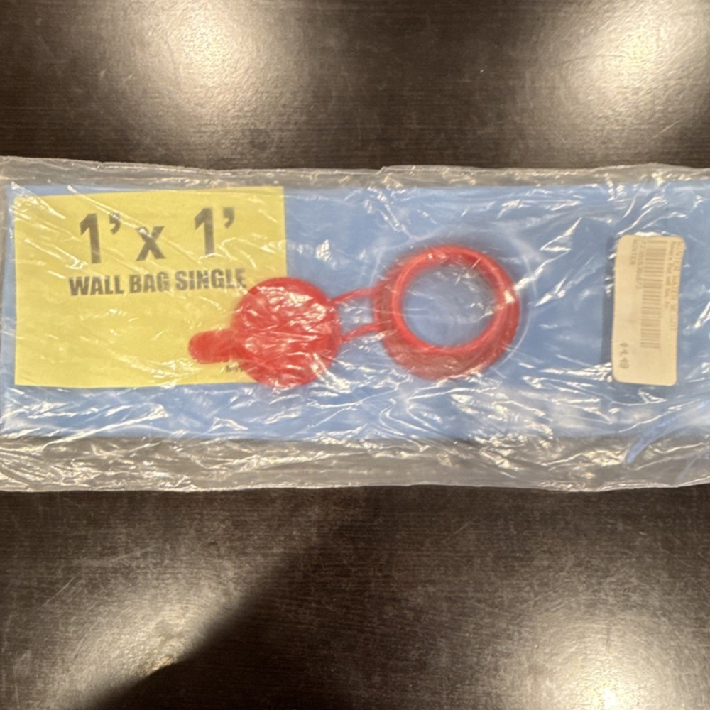 Wall Bag Single 1 ft x 1 ft Blue with Red Ring Plastic Rectangle Wall Mounted