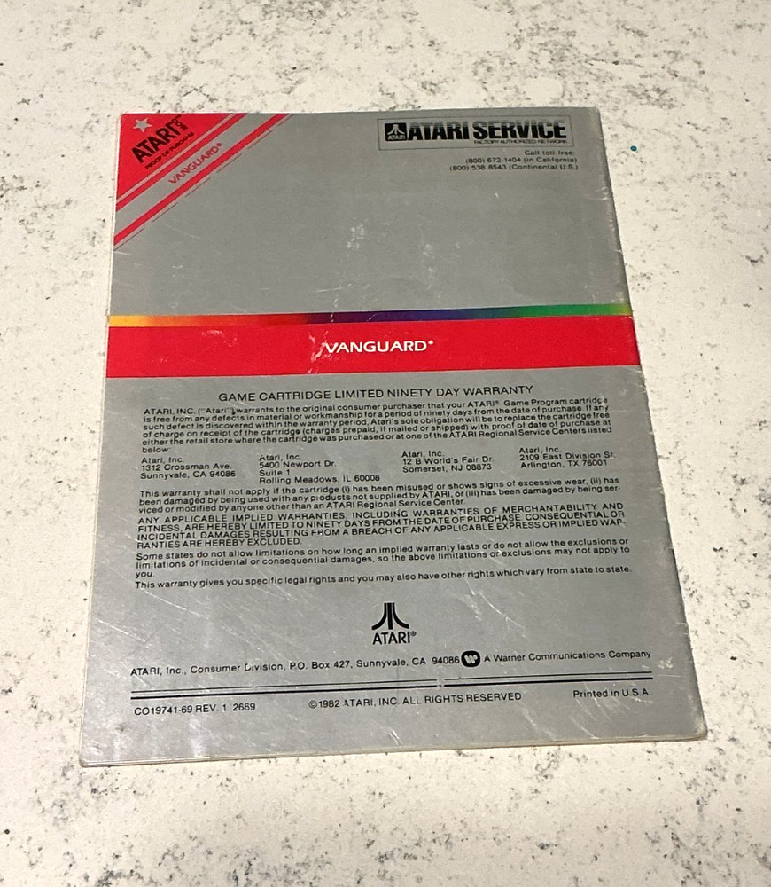 Atari 2600 Vanguard* Manual Only