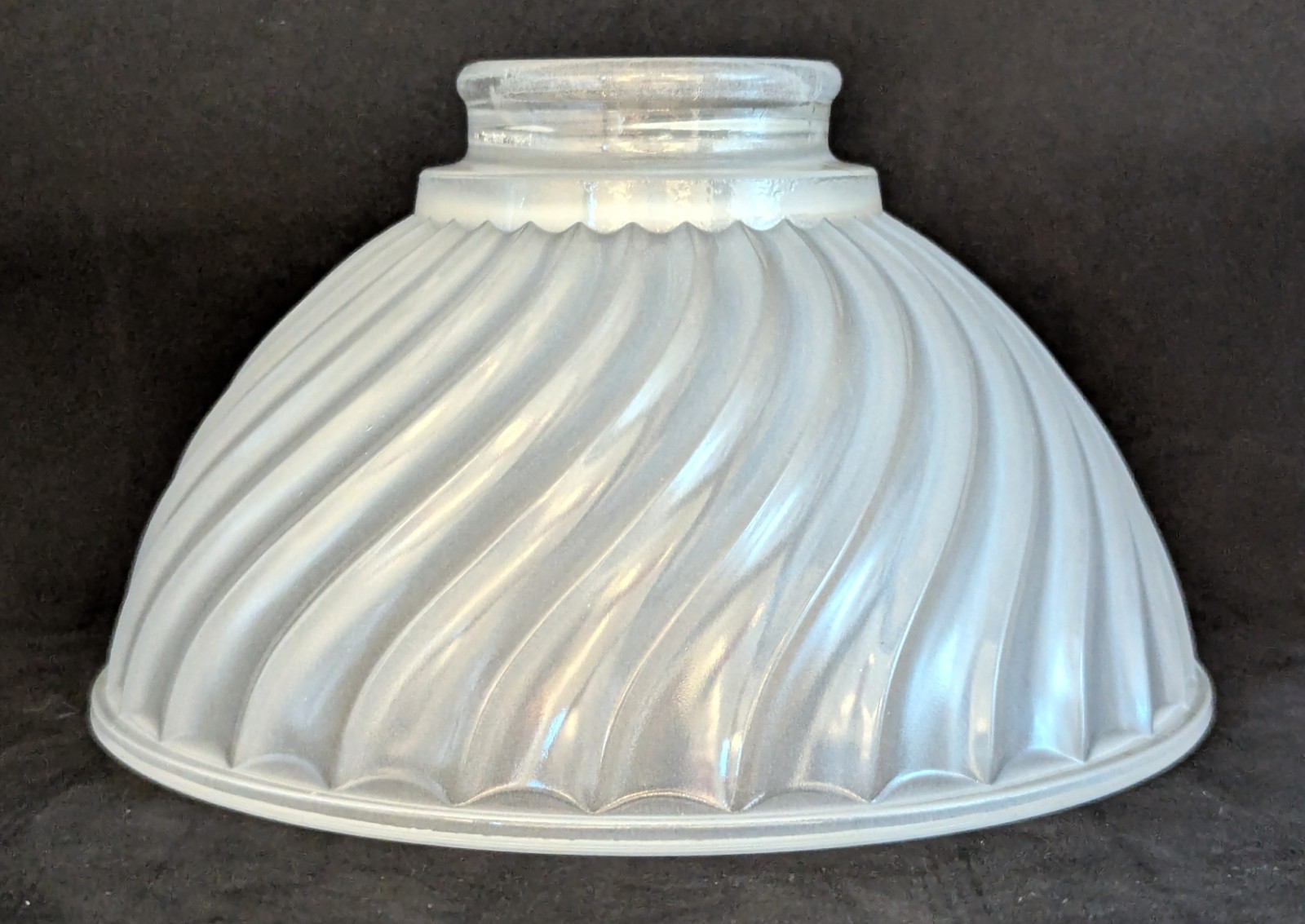 NOS! Frosted Swirl 6-1/2” dia. Low Bowl Glass Light Shade 2-1/4” Fitter VG Cond.