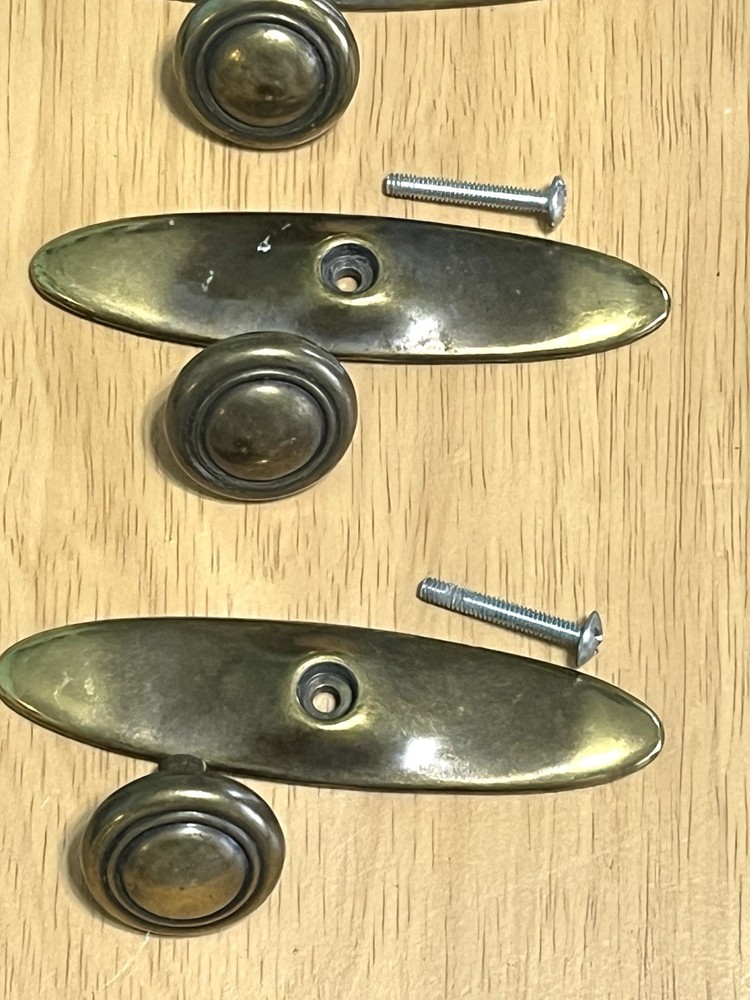 KBC 2 Brass Drawer Knobs Pulls W/ Backs Lot # N19381