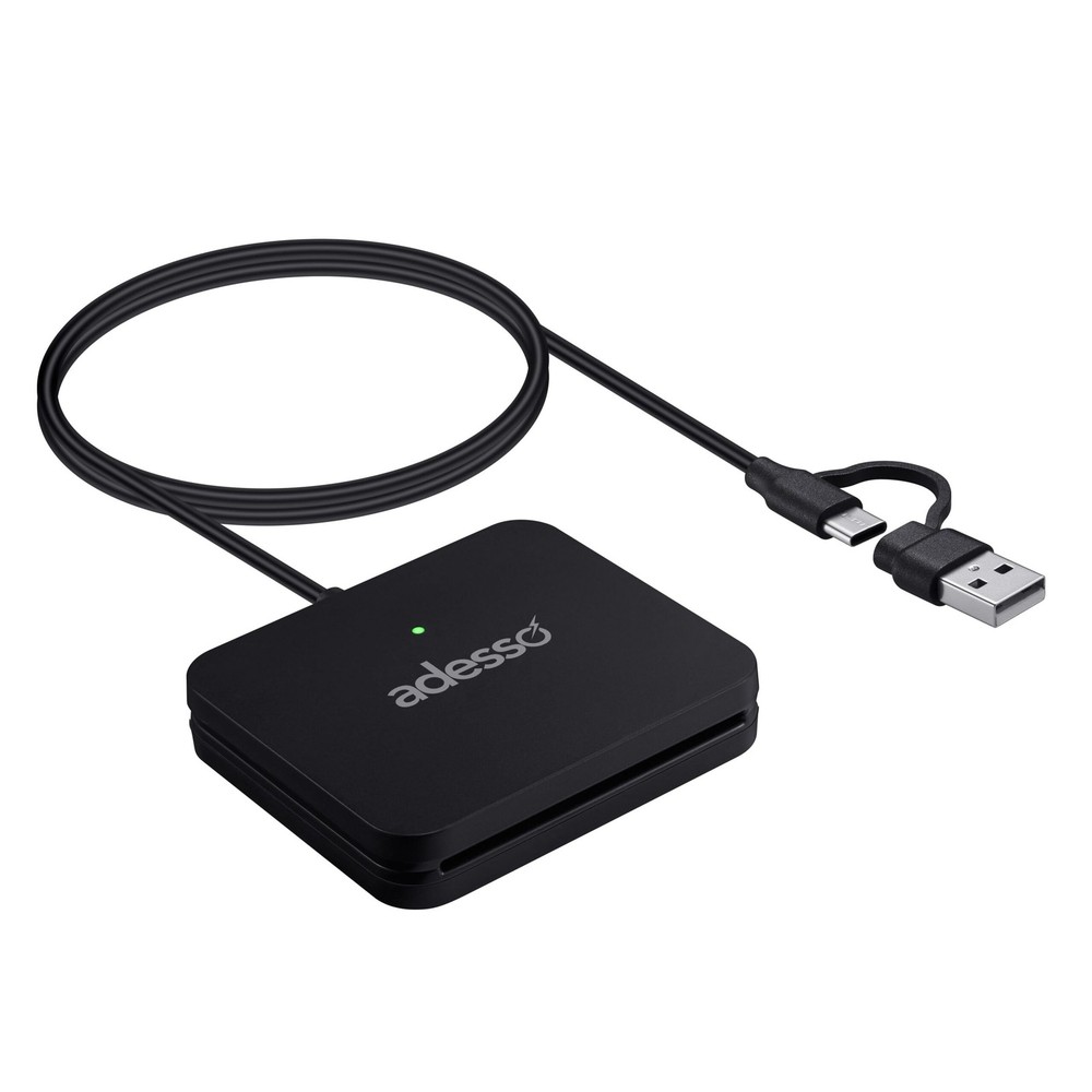 Adesso SCR400 USB C Smart Card Reader With USB A Adapter