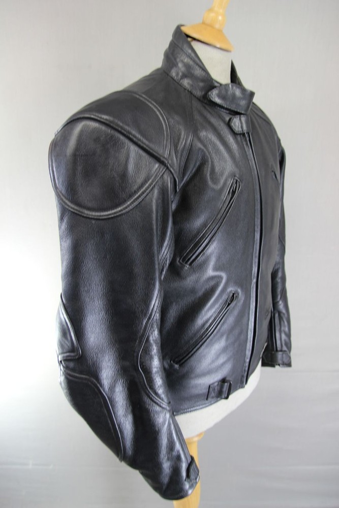 CLASSIC RIDER BLACK LEATHER BIKER JACKET 38 INCH