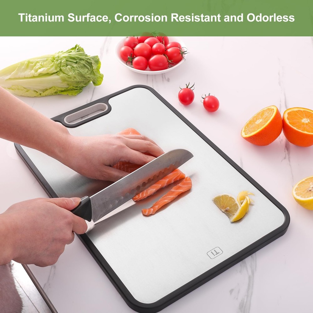 Titanium Cutting Board for Kitchen, Double Side Large Cutting Board for Meats...