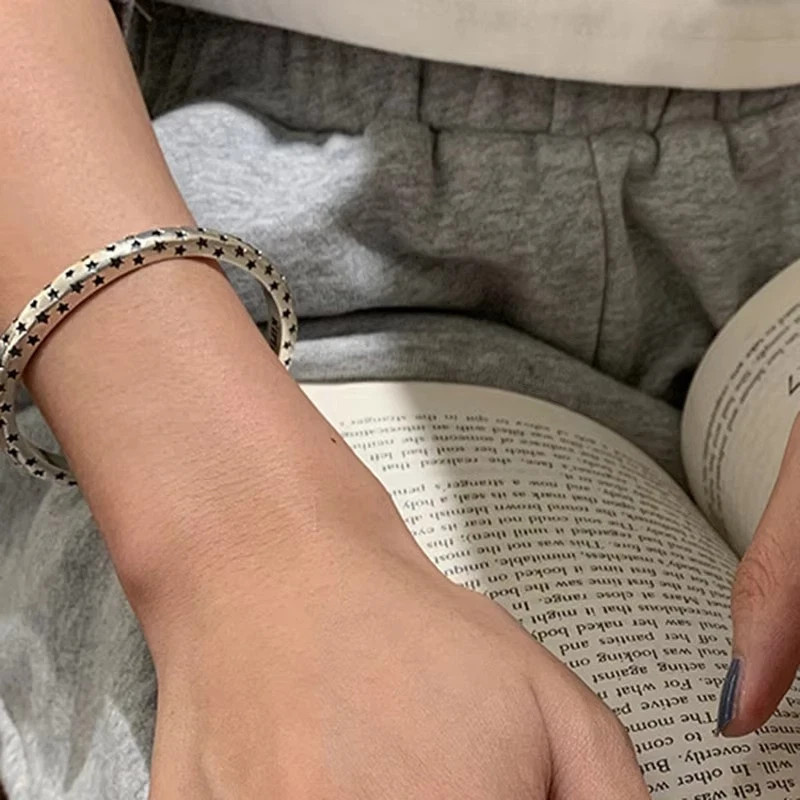 Handmade Vintage Elegant Womans Cuff Bangle Bracelet 925 Sterling Silver Jewelry