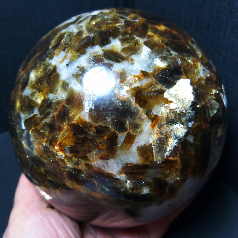 RARE 3200G Natural Brown Tourmaline Unicorn Gem Mica Symbiotic Stone Ball AC1013