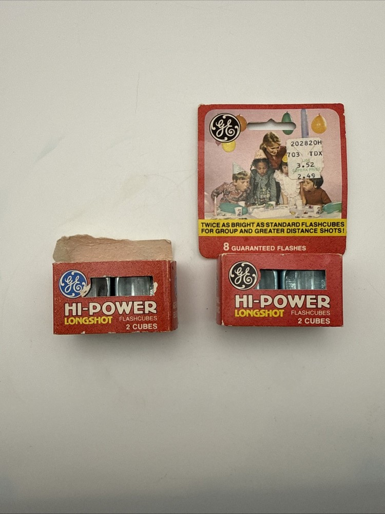 GE Hi-Power Longshot Camera Flashcubes / 2 Boxes 4 Cubes