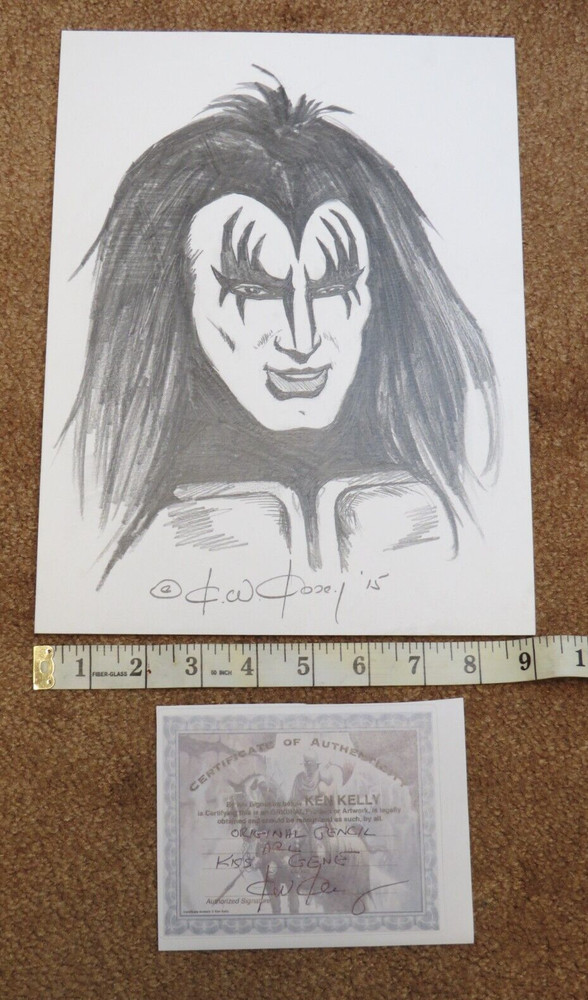 KISS KEN KELLY GENE SIMMONS DESTROYER ORIGINAL PENCIL ART 2015 WITH PAPERWORK