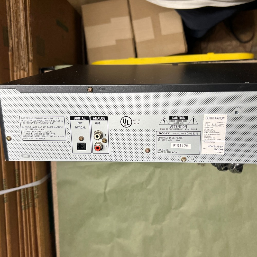 Sony CDP-CE375 5 Disc CD Carousel Changer Player with Remote - Tested