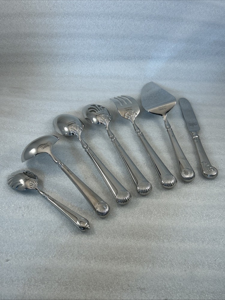 7 pc Reed & Barton Gloucester Shell Williamsburg Stainless Serving Flatware Set