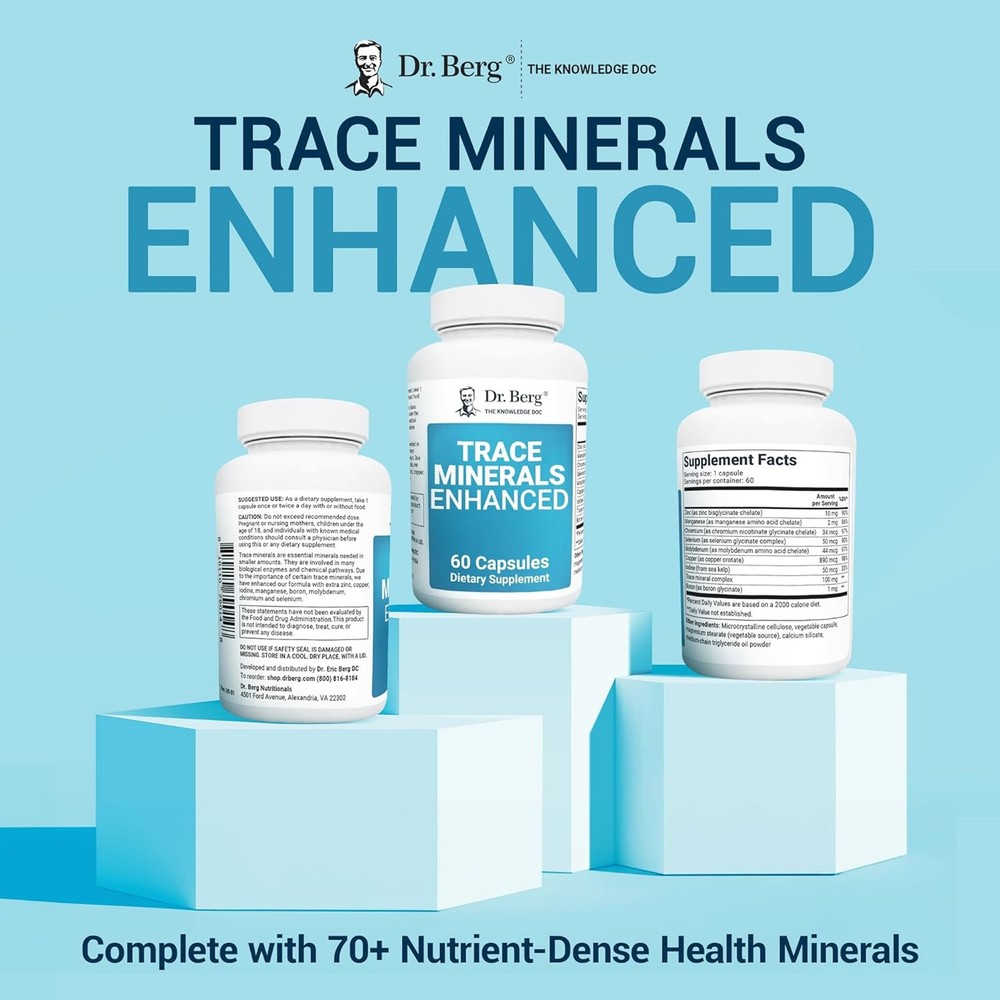 Dr. Berg Trace Minerals Enhanced Complex - 70+ Nutrients,Energy & Immune Support