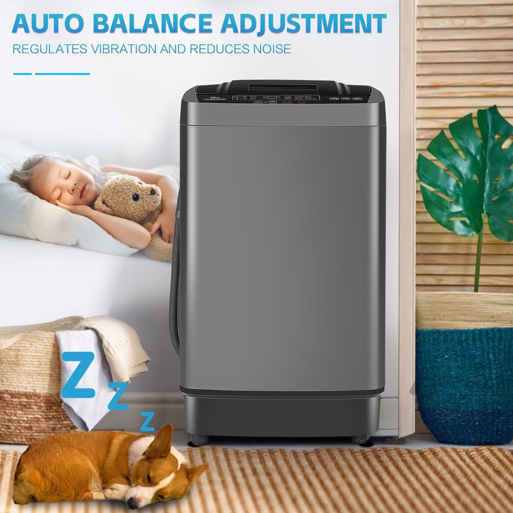Portable Full Automatic Washing Machine 17.8lbs 10 Programs Built-in Drain Pump