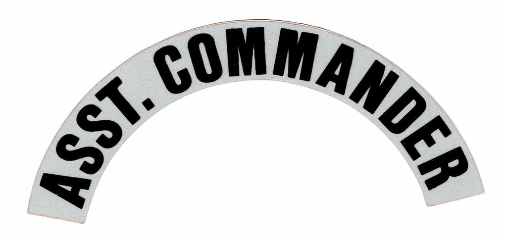 ASST. COMMANDER Highly Reflective Fire Helmet Crescent Decals -  A PAIR