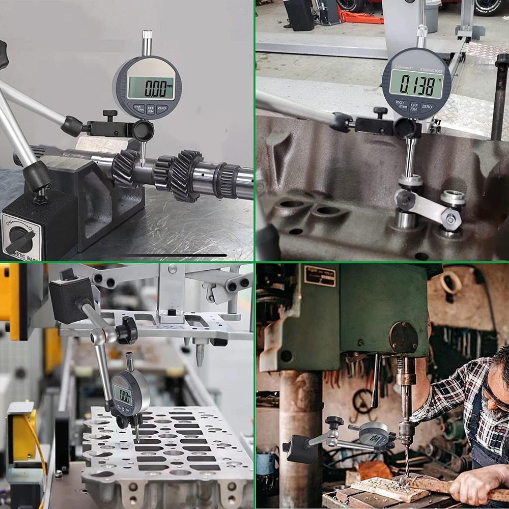 Adjustable Magnetic Base Dial Indicator Holder, 176Lbs/80Kg Max Pull