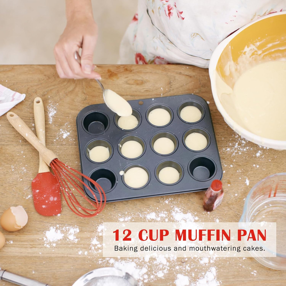 Bakeware Sets, Nonstick Baking Pans Set 8 Piece Including Donut Pan,2 round Cake