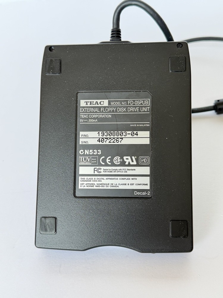 TEAC USB External 3.5 Floppy Disk Drive Slim Tested Working