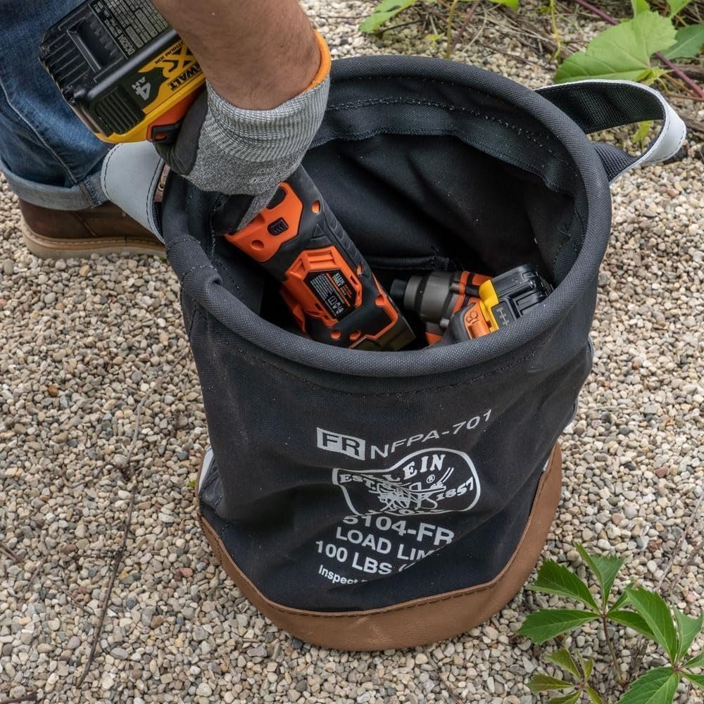 Klein Tools Flame-Resistant Top Closing Canvas Bucket