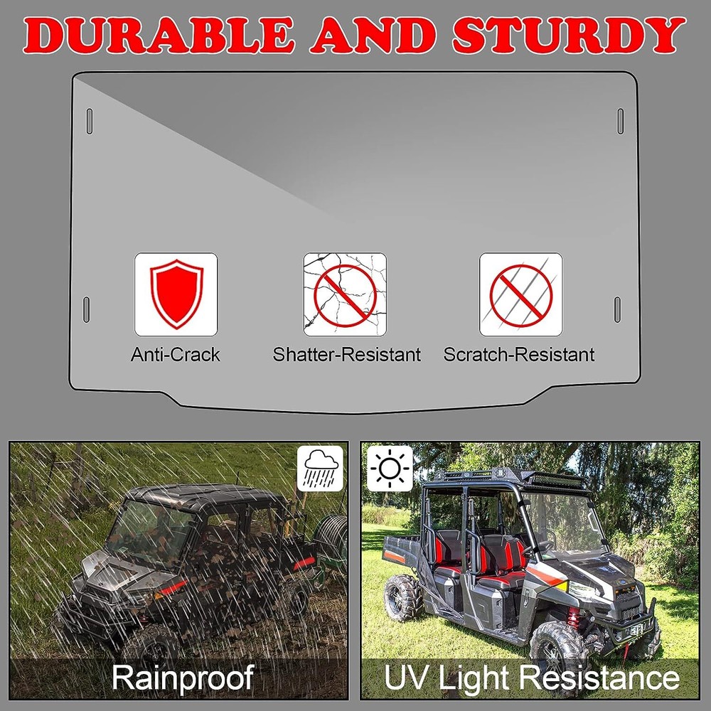 Scratch Resistant UTV Windshield for Polaris Ranger Midsize 500/570 Crew/EV/ETX