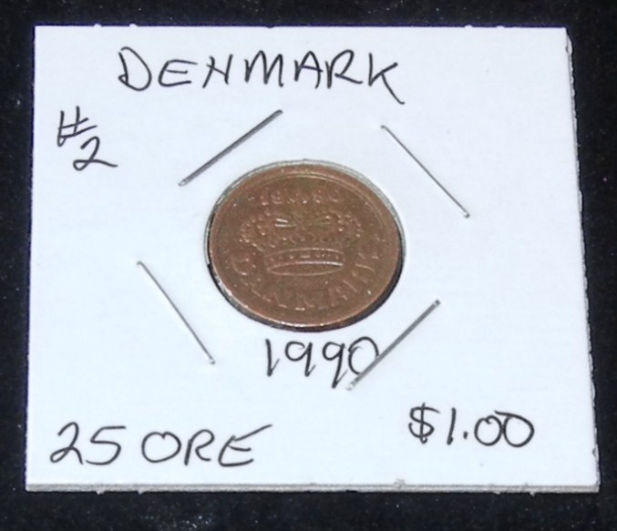 Nice 1990 & 1991 Denmark 25 Ore (2 Coin Set)