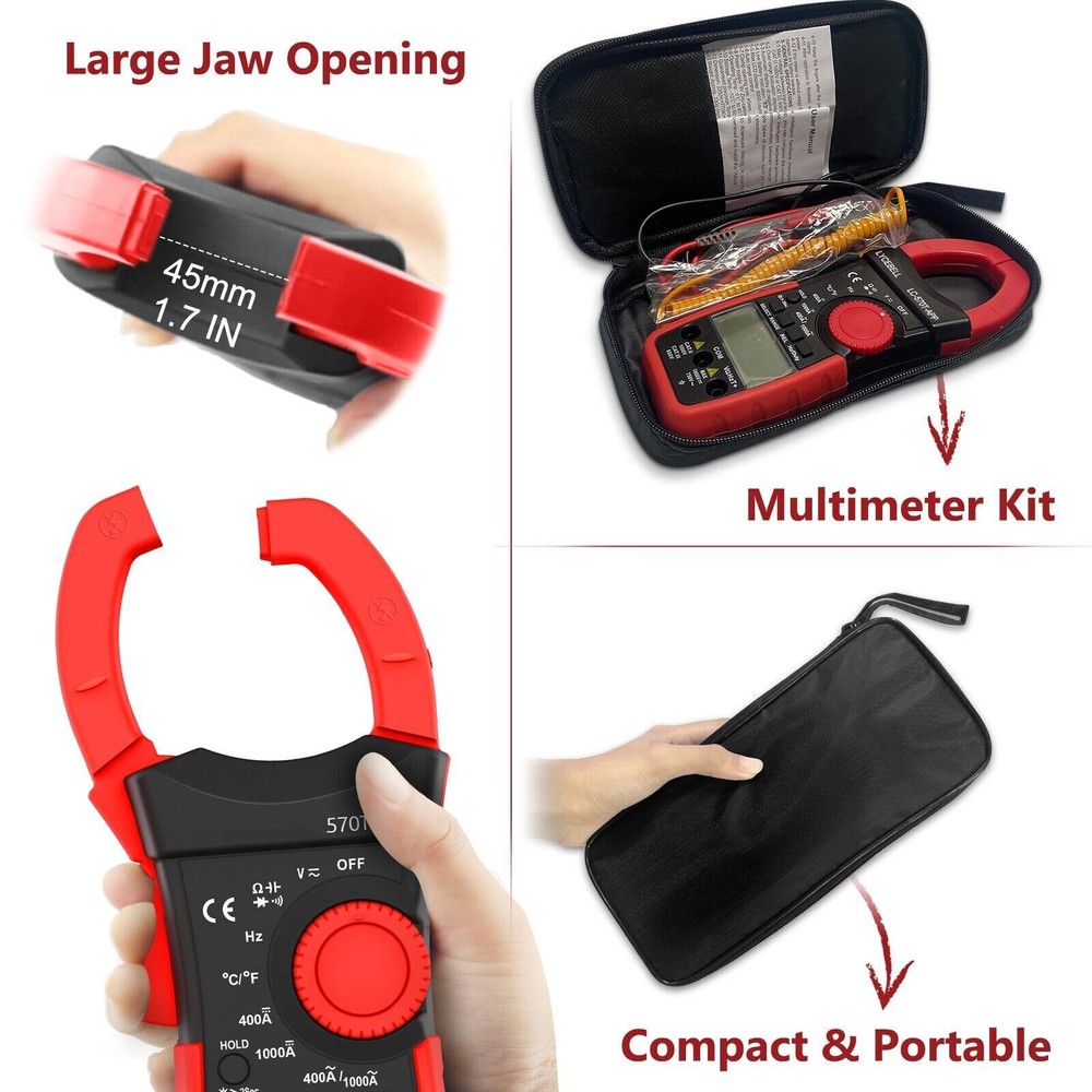 HOLDPEAK Digital Clamp Meter Multimeter DC/AC Current Volt 750V 1000A 6000 Count