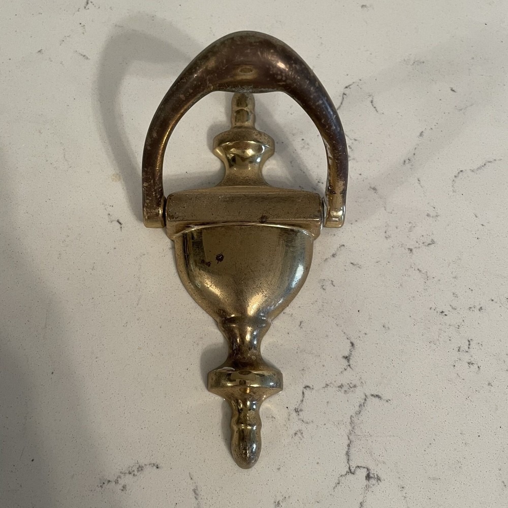 Vintage Solid Brass Door Knocker 6”x 3” Classic Mcm