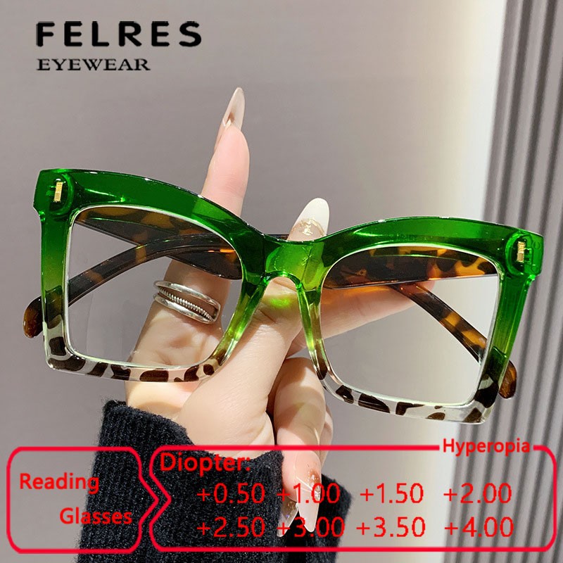 Anti Blue Light Reading Glasses Women Square Oversize Fashion Clear Lens Readers