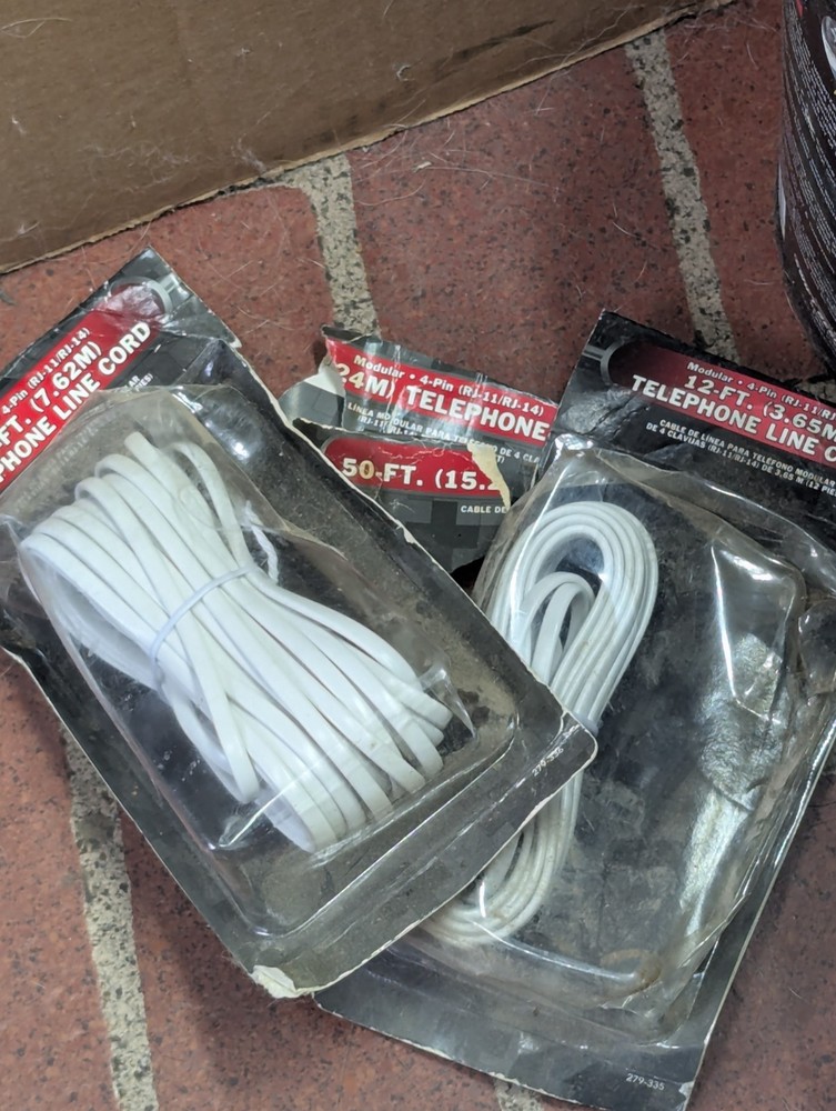 Telephone line cord,,3 pkg,s Assorted sizes- White -
