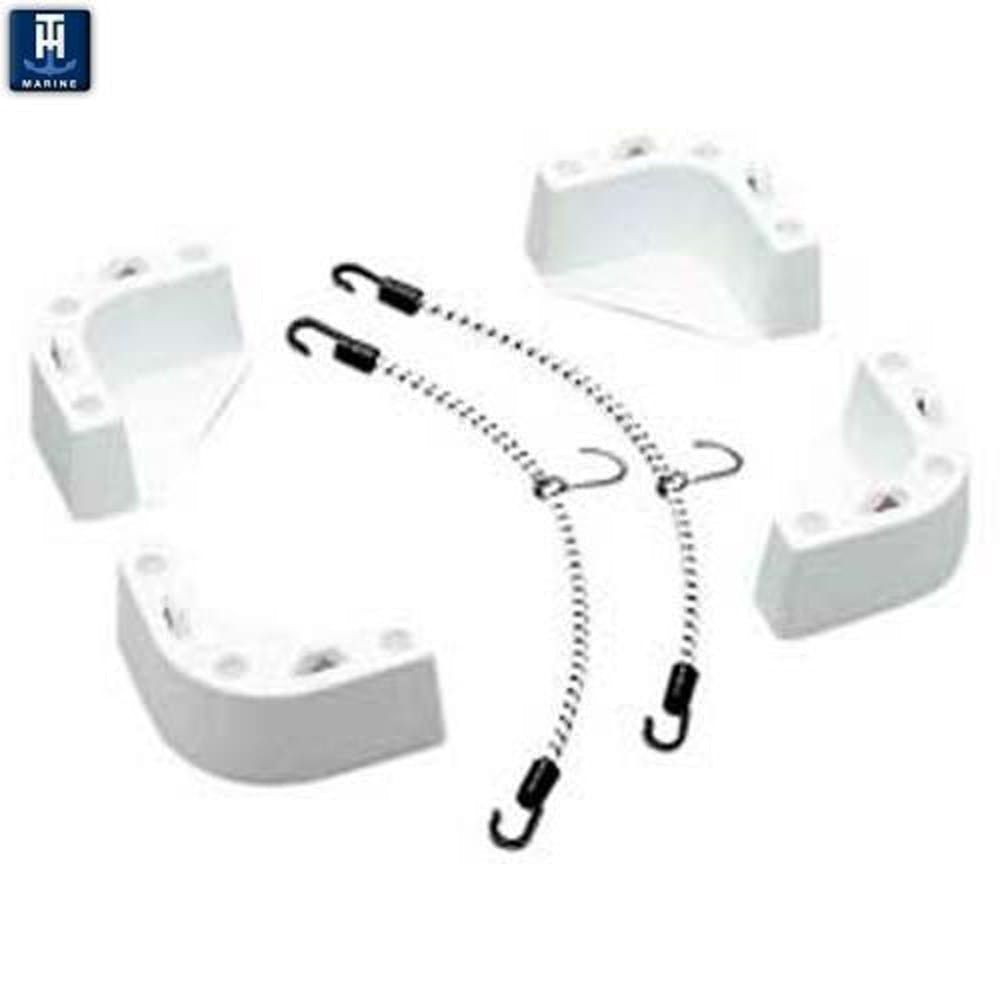 Plastic 4 Bracket 2 Bungee Strap Beverage Cooler Tie Down Kit for Most Coolers