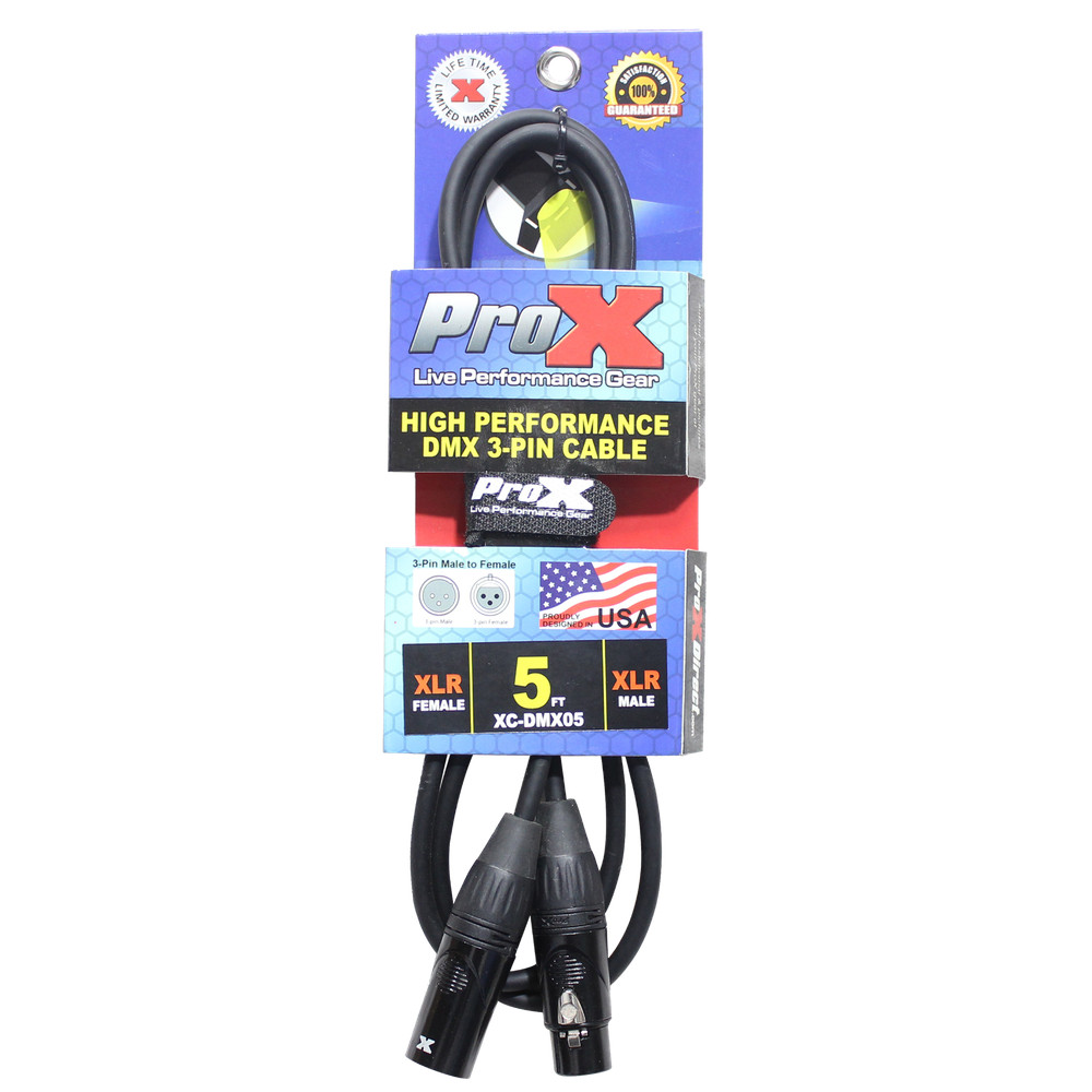 20 ProX DMX Cables 3 Pin 5ft DMX High Performance Lighting Data Cable