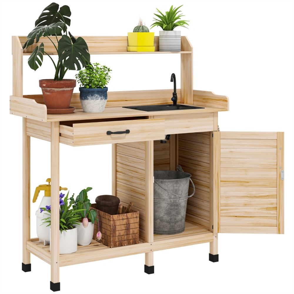 Potting Table Garden Work Bench Open Shelf Storage
