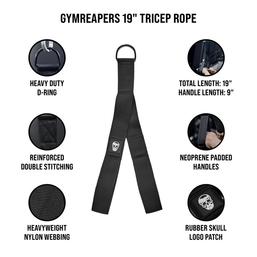 Tricep Rope Cable Attachment with 3 Lengths Built-in for Multi-Workout
