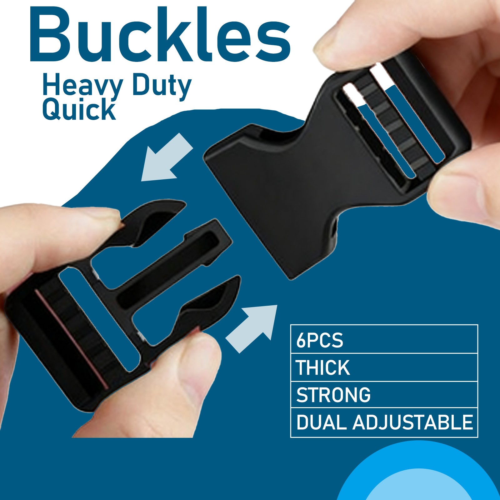 2 Inch/5cm 11 Yards Nylon Webbing Strap w/10 Set Plastic Buckles Side Release