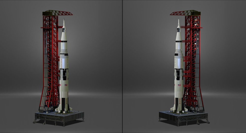 Saturn V Rocket and Launch Pad Apollo 3D model, file STL OBJ for 3D Printer