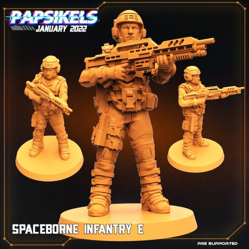 Spaceborne Infantry E - Resin Miniature | Sci fi | Cyberpunk Mini | Papsikel