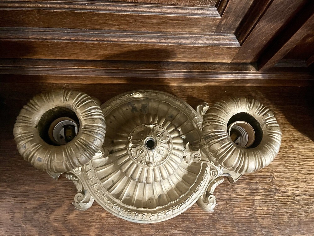 Antique Cast Iron Gilded Light Fixture Flush Mount Ceiling