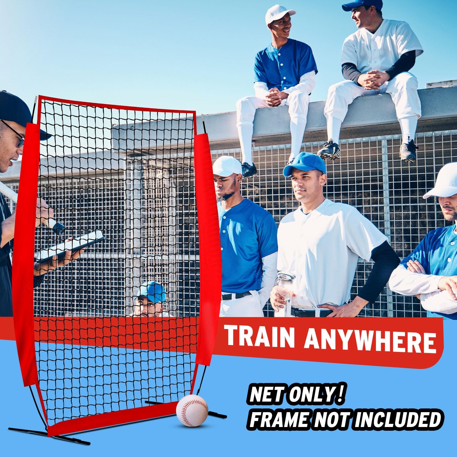 4 x 7 ft Portable Baseball & Softball Pitching Net Replacement Baseball Pitch...