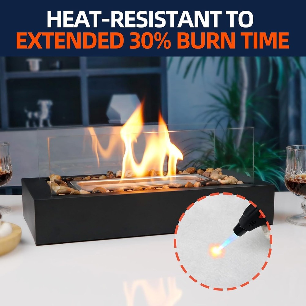 24 pcs Tabletop Fire Pit Ceramic Wool Wick to Extend Burning Time,Table Top Fire