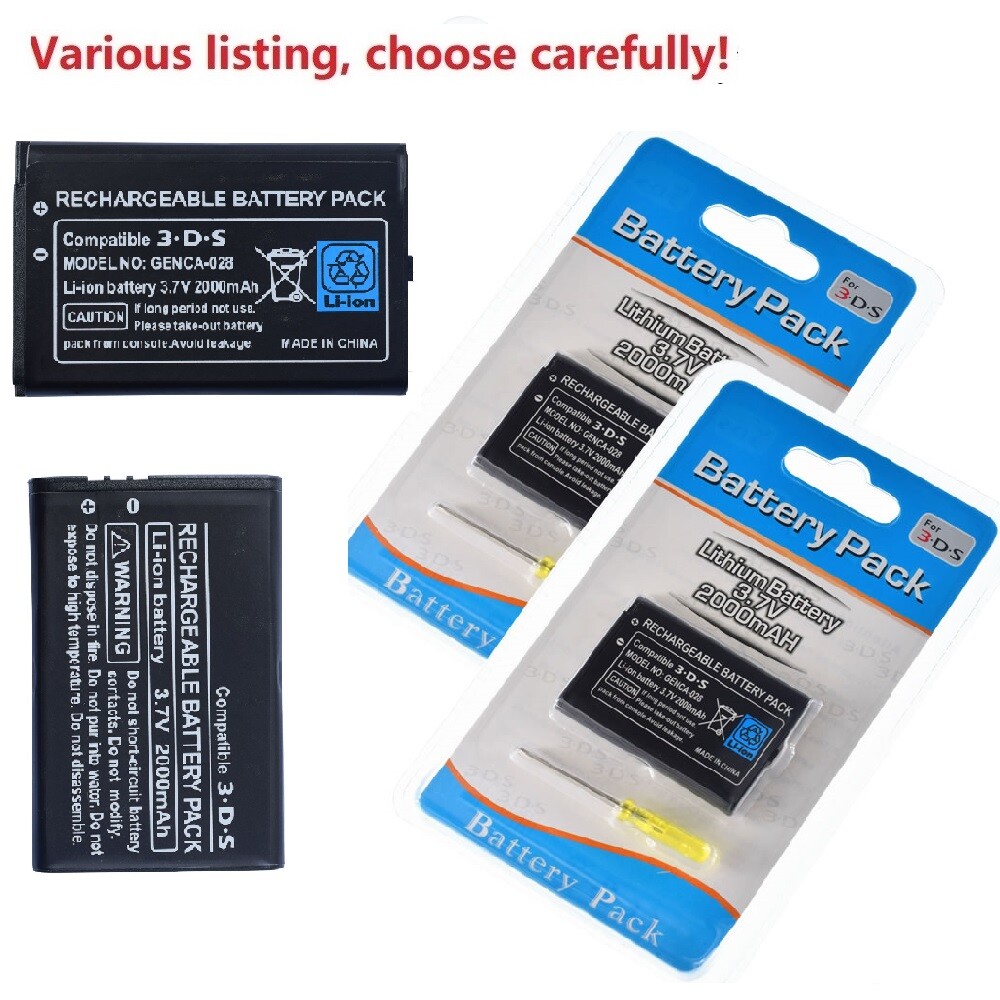 2000mAh 3.7 Rechargeable Battery Replacement for Nintendo 3DS CTR-003 CTR-001