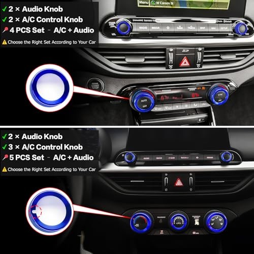 2PCS Aluminum Air Condition Switch Button Knob Cover A/C Centre Control Red