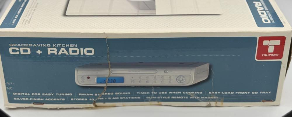 Tru-Tech Space Saving Kitchen CD + Radio System - NEW Open Box