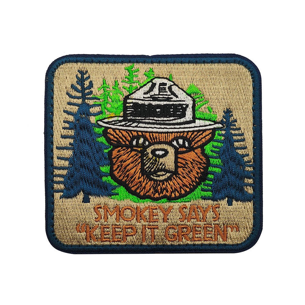 Smokey Bear Keep It Green 420 Hook Loop Tactical Morale Embroidered Patch Hook a