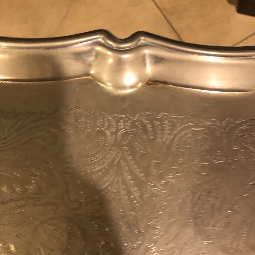 VTG, Rare, International Silver Co.Silver Plated Footed Serving Tray With handle