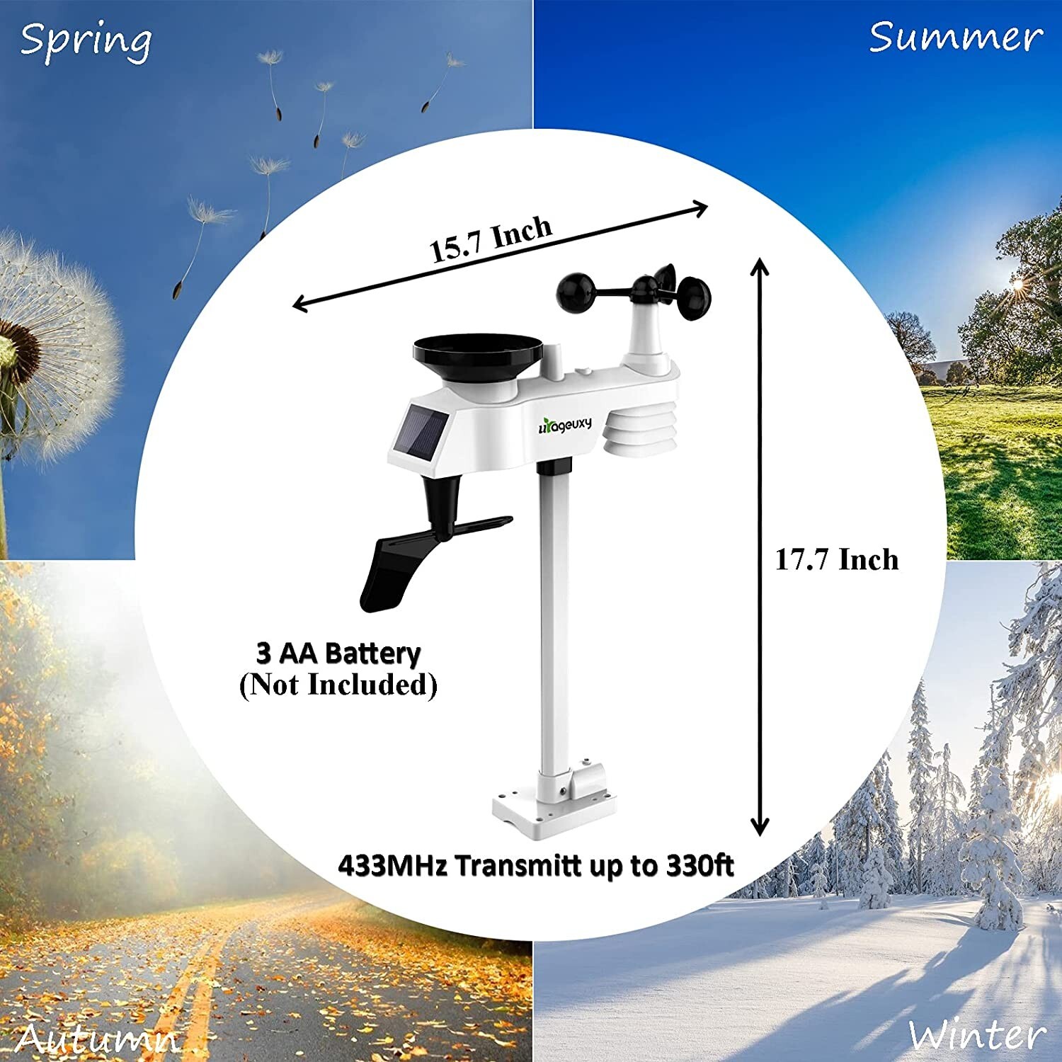 Home Wi-Fi Smart Weather Station Big 10" Color LCD and Outdoor Wireless Sensors