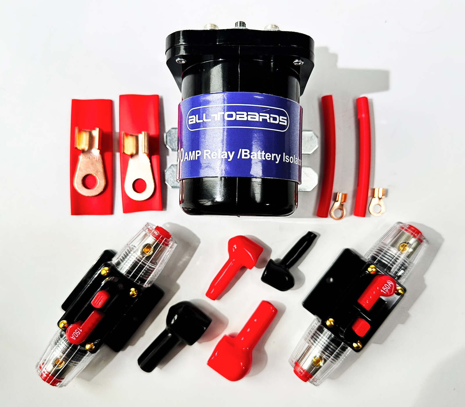 500 Amp Car Audio Battery Isolator and Relay Kit with 2Pcs 150A Circuit Breaker
