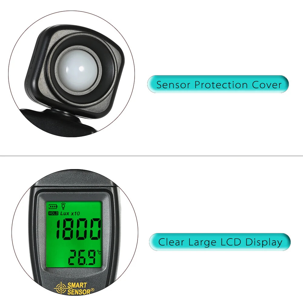 SMART SENSOR Mini Digital Lux Meter Handheld Illuminometer Luxmeter 0-200000 Lux