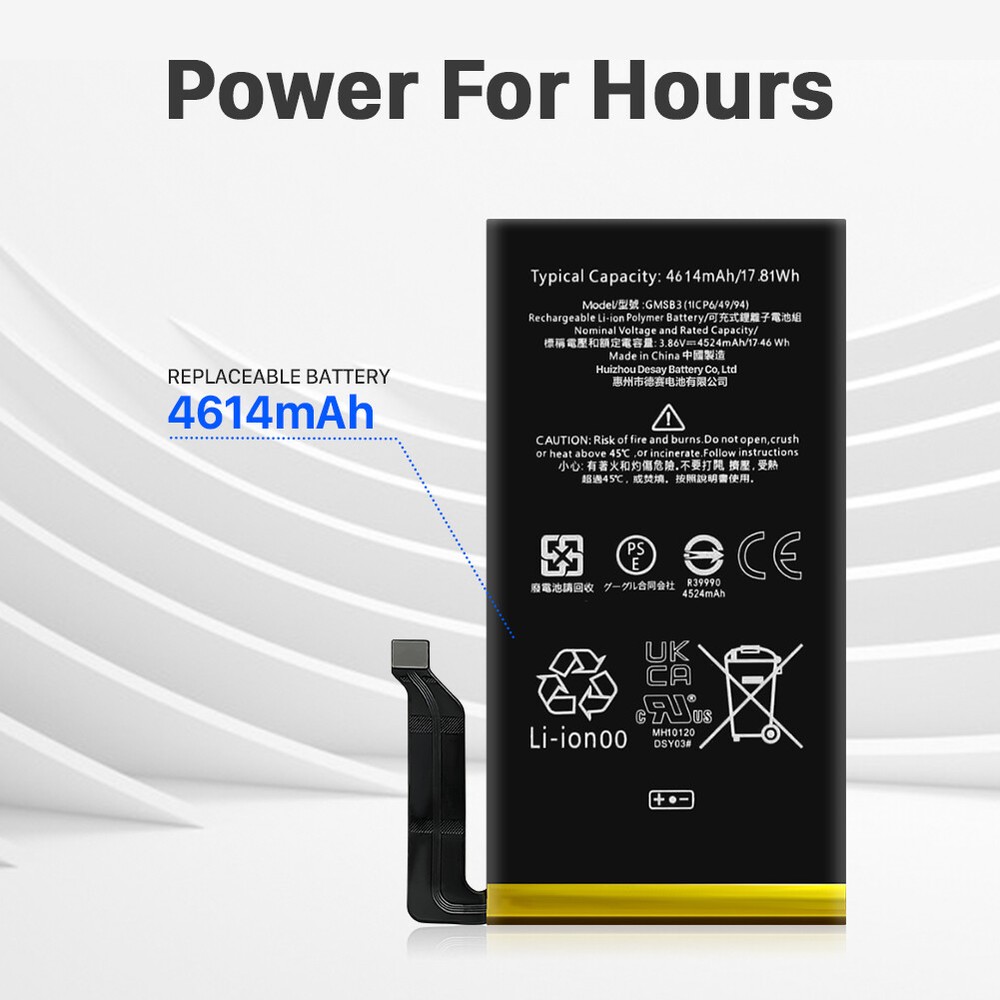 For Google Pixel 6 GMSB3 4614mAh Replacement Li-ion Battery + Tools