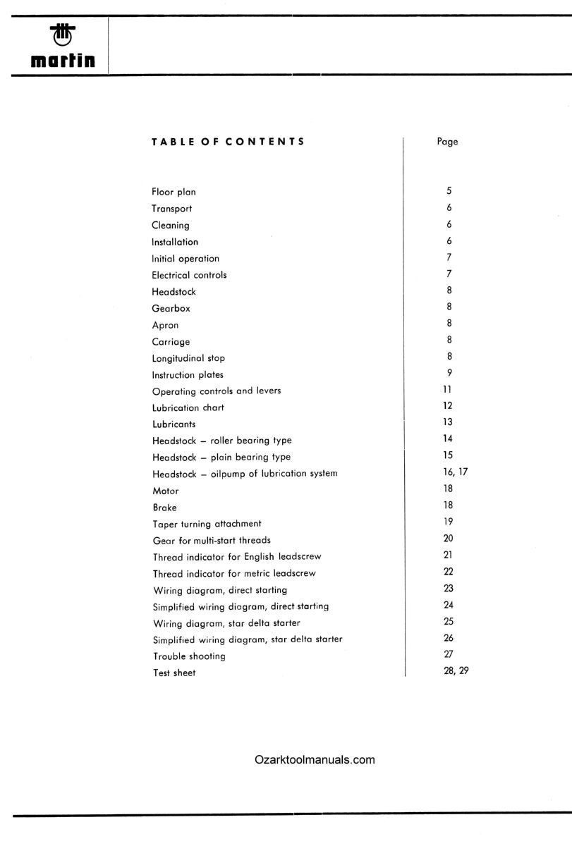 Martin KM 180 200 230 Metal Lathe Owner Service Instruction Operator Manual 1609