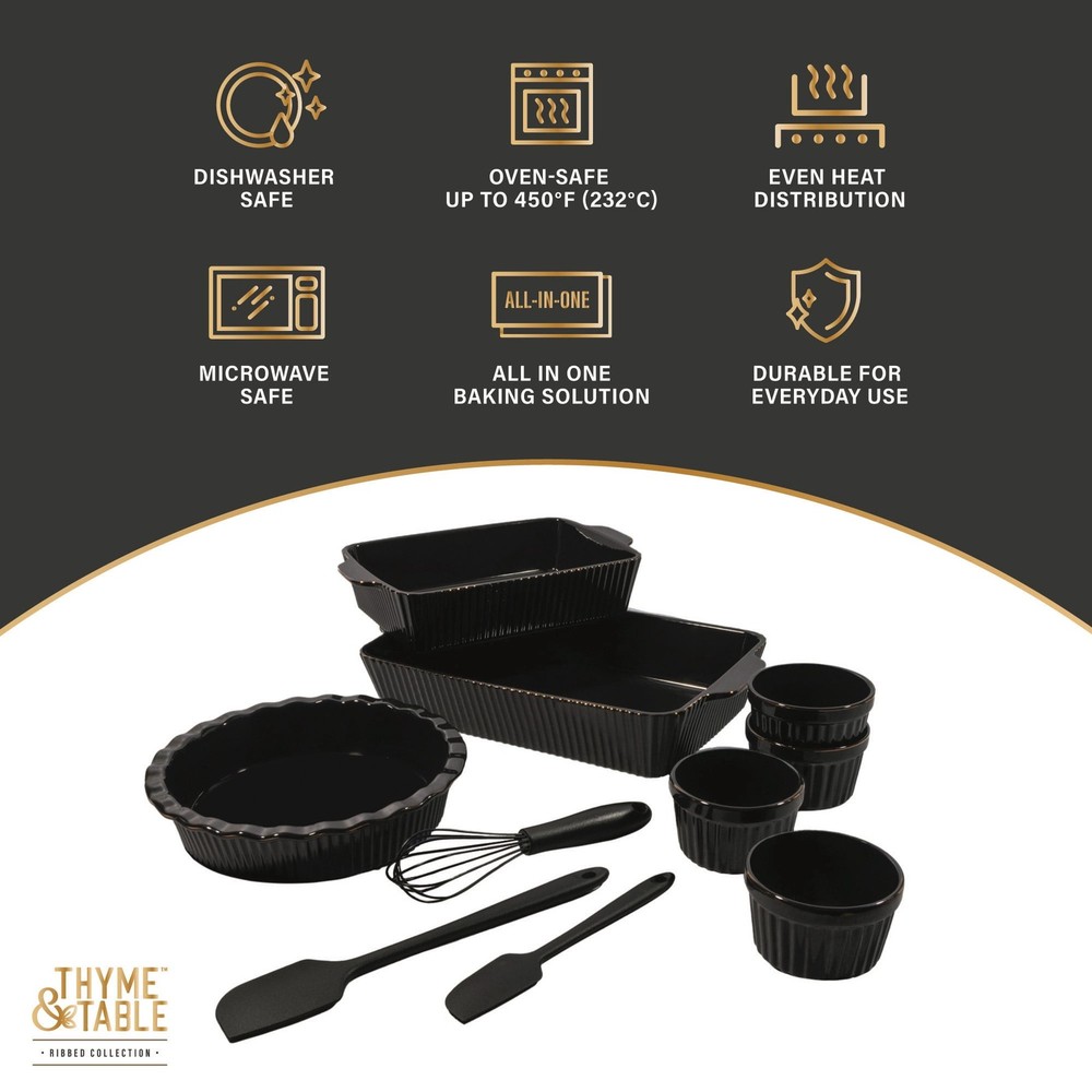 10-Piece Ceramic Bakeware Set Black